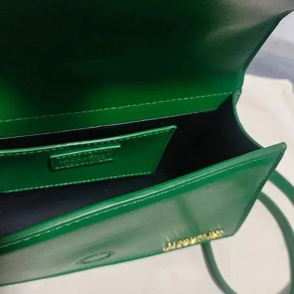 💕Jacquemus Green Leather Crossbody Bag with Gold Logo - Picture 6 of 6